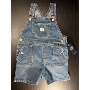 OshKosh B’gosh Blue Vestbak Overalls Shorts Girls Sz 4T NEW Shortalls